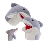 Hand Puppets For Kids - Soft Realistic Role Play Toy, 2-Pack Shark Mouth-Opening Finger Puppet Set, Short Plush Fabric PP Cotton Glove Figure | Animal Hand Puppet Plush Toy Boys Girls Family 25x20cm