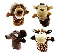 Hand Puppets Set Plush Elephant Giraffe Monkey Finger Puppets Doll Toys for Kids 4PCS Plush Hand Puppet