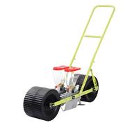 Hand Push Garden Seed Planter, Manual Metal Precision Seeder with Adjustable Spacing & Depth for Vegetable & Agricultural Planting 2 lines