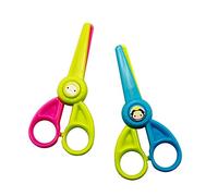 HAND Q-6039 Colourful Pair of Children's Safety Scissors - 2 Colours with Friendly Animal Motif - 12 cm Long - Pack of 2