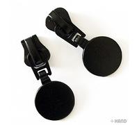 HAND ® Q31 Metal Plain Round Zip Pull with Head Slider No5 Assorted Colours - Pack of 10 (Black)