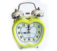 HAND ® Q8916 Extremely Silent Quartz Twin Bell Metal Apple Shape Alarm Clock - assorted colours