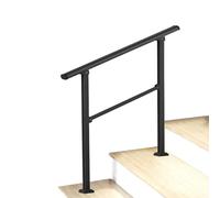 Hand Rails for Indoor Outdoor Steps, Black Galvanized Steel Safety Transitional Handrail, Adjustable Front Porch Deck Stair Railing with Installation Kit, Floor Mounted(Height 95cm/3.1ft,80cm/32inch)