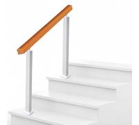Hand Rails for Indoor Outdoor Steps Stair Railing Kit Soild Wood & White Metal Wrought Iron Transitional Handrail Fits 2 or 3 Steps(Height 85cm,80cm/32inch)