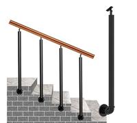 Hand Rails for Outdoor Steps, Adjustable Side Mount Stair Handrail Black Metal Wrought Iron Railing Posts with Fittings Exterior Hand Railing Safety Balusters Columns(90cm(35.4in))
