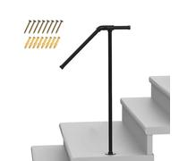 Hand Rails for Outdoor Steps, Single Post Handrail for 1-2 Steps, Stair Hand Rails With Fittings, Safety Hand Support Railing for Elderly, Child & Others(39in)