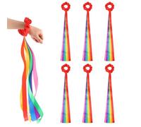 Hand Rainbow Dance Bands - Rainbow Dance Bands for the Wrist 6, Colourful Rhythm Bracelets for Children | 50 cm Multicoloured Gymnastics Bands Polyester | Dancing Streamer Props Nursery