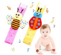 Hand Rattles | Soft Plush Socks Toy Set, Foot Leg Ankle Rattles, Cute Birthday Holiday Gift | Lightweight Safe Comfortable Stimulates Hearing Touch | for Boys Girls 0-6 Months