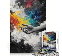 Hand Reaching for Color Jigsaw Puzzles 1000 Piece for Adults Stress Less Stress Relief Home Enjoyable Night Activity (50x75cm)