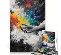 Hand Reaching for Color Jigsaw Puzzles for Adults1000 Piece Think Sharper Vivid Color Home Play Birthday Idea (38x52cm)