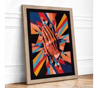 Hand Reaching Forward Modern Framed Wall Art Print A2 (59.4×42cm) Oak, Wall Decor for Living Room, Bedroom, Office & Home, Ready to Hang, Art Gift