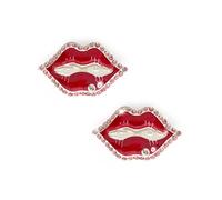 HAND ® Red Lips with Little Pink Diamante Boarder Brooch - Adds a Touch of Glamour to your Blouse, Coat, Bag or Accessories - Pack of 2
