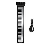 Hand Roll Piano 61 Key Foldable Musical Instrument for Music Lovers Silicone Black and White