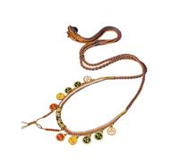 Hand Rubbed Cotton Clavicle Chain Braided Rope Neckchain Tibetan Pendant Choker Adjustable Length Necklace Jewelry Five Way God of Wealth Neckchain