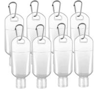 Hand Sanitiser Bottle with Clip x8 GENERISE 50ml Refillable Hand Sanitizer Bottles with Flip Top Lid & Hook Carabiner