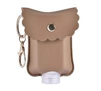 Hand Sanitizer Keychain, Portable Leather Hand Sanitizer Holder, Refillable for Lotion Liquid Soap Shampoo, 60ml Squeeze Bottles (Khaki)