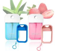 Hand Sanitizer Spray, Hand Sanitiser, Spray Hand Sanitiser Ideal for Travel Fitness and Outdoor Activities, Includes Hook for Easy Attachment Perfect for Travel Outdo(Strawberry Pink/Aloe Sky Blue)