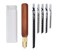 Hand Saw Kit Hex Shaped Rosewood Handle 5 Jigsaw Blades Detachable Woodworking Hand Saw for Home and Professional Woodworking Projects High Carbon Steel Blade Brass Collet