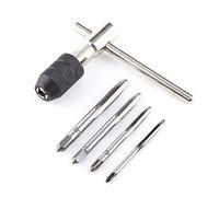 Hand Screw Thread Tap Wrench Handle with 4pcs Straight Flute Taps Suitable for M3/M4/M5/M6
