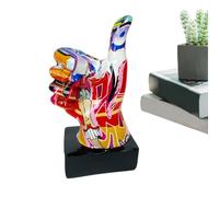 Hand Sculpture, Unique Abstract Resin Statue, Colorful Thumbs-Up and Peace Figurine, Artistic Acting Signal Table Sculpture for Shelf and Desk, Modern Home and Decor Piece