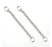 HAND® Set of 2 Silver Tone Metal Sew On Metal Coat Hangers Hanging Chain Loops - 8.5 cm Long