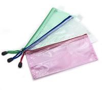 HAND® Set of 3 Basic See Through Web Protective Stong Files Bags for Pencils Tools, Coins & Receipts - 235 x 105 mm - Assorted Colours