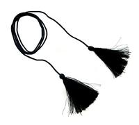 HAND® Set of 4 Black Silky Polyester Double Ends Tassels with String Cord - 127cm Long