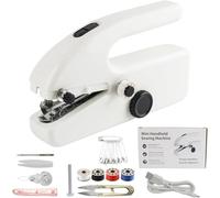 Hand Sewing Machine, Portable Mini Sewing Machine with 50Pcs Color Cotton Fabric, Electric Sewing Machine for Beginners, Easy to Use, Fast Stitch for DIY, Home, and Travel Compact & Lightweight