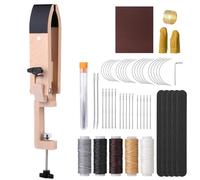 Hand Sewing Wooden Clip Leather Stitching Sewing Pony Table Desktop Horse Clamp with Needles for DIY Hand Working Repair Tools Set(Type1)