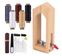 Hand Sewing Wooden Clip Leather Stitching Sewing Pony Table Desktop Horse Clamp with Needles for DIY Hand Working Repair Tools Set(Type3)