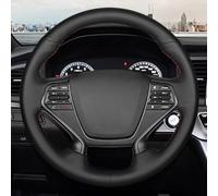 Hand sewn leather car steering wheel cove，For Hyundai Sonata 9 2015 2016 2017 (4-Spoke) (Red Thread)