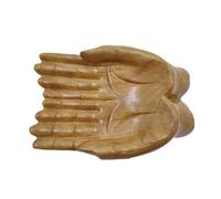 Hand Shaped Bowl, Buddha Palm Decorative Tray, Wooden Crystal Display Dish, Interactive Jewelry and Trinket Holder, Offering Stand Accent, Home Altar Centerpiece for Table Decor 7.09x5.12x1.97 Inches