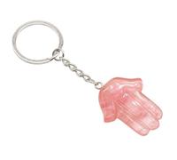Hand-Shaped Natural Crystal Keychain Polished Blue Spot Jasper Gemstone Charm with Metal Key Ring for Unique Style(Watermelon Stone)