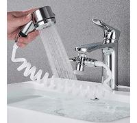 Hand Shower Sink Shower Hose Sprayer,Shampoo Sink Hose Sprayer Attachment,RIPPEN Faucet Extension Tubes,Metal Shower Head,Adjustable Mode,Copper Valve Adapter,No Drilling Support
