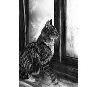Hand-Signed Stripey Tabby Cat Art Print - Black and White Feline Painting - A4 Size - Cat Lover Gift by Oscar Jetson