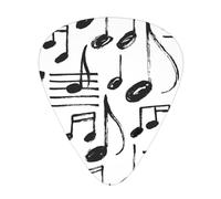 Hand Sketch Musical Notes,12 Pcs Guitar Pick,3 Different Thickness Plectrums for Acoustic Guitar Bass Ukulele (0.46mm 0.96mm 0.71mm)