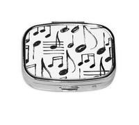 Hand Sketch Musical Notes,Meta Pill Box 2 Compartment Medicine Case,Portable Organizer,Rectangle Meta Portable Organizer Pill Box 1085 Compartment Medicine Case