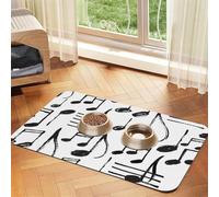 Hand Sketch Musical Notes,Waterproof Pet Feeding Mat,PU Leather Placemats for Cat Dog Water Bowl,Food Mats,40x60cm