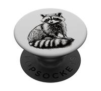 Hand-sketched Cute Raccoon, Nocturnal Animal, Wildlife Lover PopSockets Adhesive PopGrip