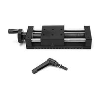 Hand Sliding Table with Gear Rotating Handle, Dovetail Guide Precision Slide Stage, 100mm Stroke Aluminum Alloy Trimming Platform with Scale for Microscopes and Optical