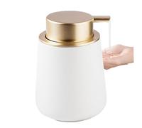Hand Soap Dispenser, 400ml Large Capacity Refillable Matte Press Type, Marble Ceramic Dish Soap Dispenser for Bathroom Countertop Kitchen, White Hand