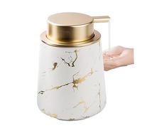 Hand Soap Dispenser 400ml Large Capacity Refillable Matte Press Type Marble Dish Soap Dispenser Ceramic Lotion Container for Bathroom Countertop, Kitchen Marbled White Marble Dish Soap Dispenser Dish