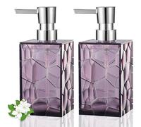 Hand Soap Dispenser, Clear Acrylic Plastic Liquid Pump Bottles Refillable Lotion Dispenser for Bathroom Decor Kitchen College Dorm, Purple 2 Pack