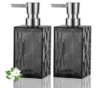 Hand Soap Dispenser, Clear Acrylic Plastic Liquid Pump Bottles Refillable Lotion Dispenser for Bathroom Decor Kitchen College Dorm, Grey 2 Pack