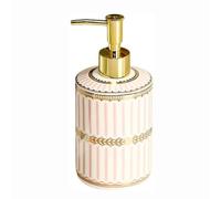 Hand Soap Dispenser with, Ceramic Soap Dispenser Multicolor Boho house Stripe Bottle Home Kitchen Bath(Striped Pink)