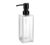 Hand Soap Dispenser with, Hand Soap Lotion Dispenser 12 oz Glass Leak-Proof Multicolor With 2 Pump Heads(Clear+2 Black Pumps)