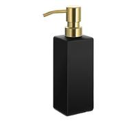 Hand Soap Dispenser with, Leak-Proof 12 oz Glass Soap Lotion Dispenser Set 3-Piece Black Gold Bathroom Kitchen