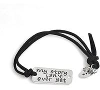Hand Stamped My Story Isn'T Over Yet Motivational Quote Necklace Bracelet Set With Semicolon Charm Strong and Long-Lasting