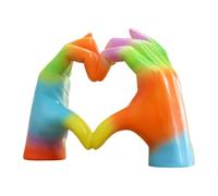Hand Statue - Colourful Heart Hands Sculpture Modern Decoration | Resin Artwork Home Decoration for Dorm Living Room Bedroom Office Desk Bookshelf Birthday Valentine's Day