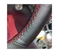Hand Stitch Leather Steering Wheel Cover for VW Polo V 6R Golf 6 VI Passat, DIY Steering Wheel Protector Breathable Anti-slip Protector Car Interior Accessories,A/Black Thread